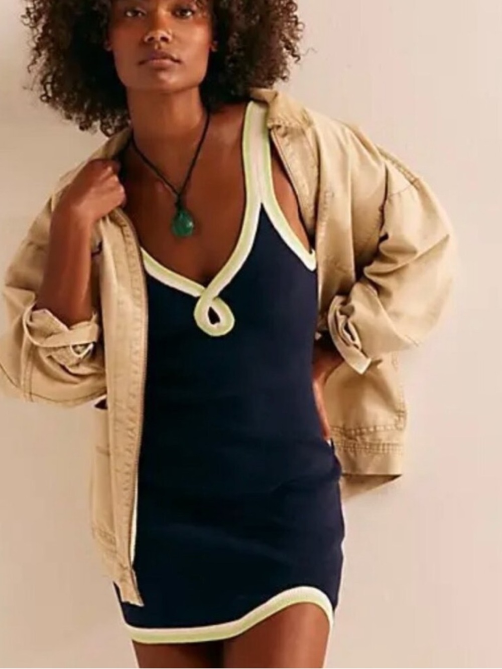 BOGO! Free People Beach Blair Sweater Mini Dress in Navy Combo Large
